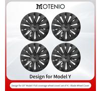 【Logo Tesla Offert】4PCS Cache Jante Premium Pour Tesla Model Y (2020-2024) 19 Pouces Cache Jantes Noir Mat Style Lame Couverture Complète Couverture Protectrice Exclusivement Pour Model Y (2020-2024) 