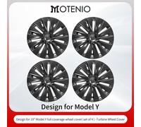 【Logo Tesla Offert】4PCS Cache Jante Premium Pour Tesla Model Y (2020-2024) 19 Pouces Cache Jantes Noir Mat Style Turbine Couverture Complète Couverture Protectrice Exclusivement Pour Model Y (2020-202