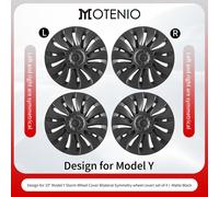 【Logo Tesla Offert】4PCS Cache Jante Premium Pour Tesla Model Y (2020-2024) 19 Pouces Cache Jantes Noir Mat Style Orage Couverture Complète Couverture Protectrice Exclusivement Pour Model Y (2020-2024)