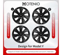【Logo Tesla Offert】4PCS Cache Jante Premium Pour Tesla Model Y (2020-2024) 19 Pouces Cache Jantes Noir Mat Style Cyclone Couverture Complète Couverture Protectrice Exclusivement Pour Model Y (2020-202