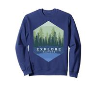 Logo Vintage Exploration de la Nature Géométrie Forêt Illustration en Vert Sweatshirt