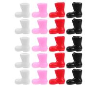 LOGOFUN Lot de 50 mini bottes de Noël pour maison de poupée - Chaussures de Père Noël miniatures - Décoration de dessin animé - Accessoires de bricolage - 4 couleurs