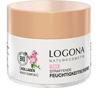 LOGONA Cosmétique Naturel, Hydratant Raffermissant, Crème Hydratante Hydratante pour Le Visage Pour Une Éclat Naturel, Avec Extrait De Rose Organique Vegan et Collagène, Anti-Âge