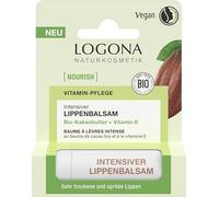 LOGONA Naturkosmetik NOURISH Baume à lèvres intense au beurre de cacao bio - 4,6 g - Avec vitamine E et beurre de cacao bio - Vegan et ingrédients naturels - Pour lèvres très sèches et cassantes