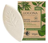 LOGONA Naturkosmetik Shampooing solide pour cheveux naturellement sains, barre de shampooing avec formule végétalienne à base de chanvre bio et d'ortie biologique, comme du savon capillaire, 1 x 60 g