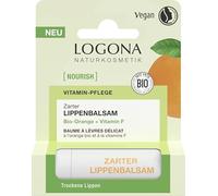 LOGONA NOURISH Baume à lèvres délicat bio orange + vitamine F, protège contre la déshydratation et prend soin des lèvres sensibles, 4,6 g