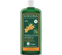 LOGONA Naturkosmetik Shampooing réparateur et nourrissant pour des cheveux naturellement sains, convient aux cheveux abîmés, shampooing réparateur et soin avec formule végétalienne à l'argousier bio,