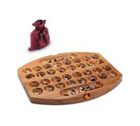 LOGOPLAY Bao - Hus - Kalaha - Petit Jeu de Voyage pour Les Déplacements - 30cm de Long - Jeu de Pierres Précieuses - Ovale en Bois de Samena