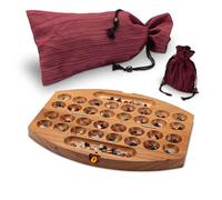 LOGOPLAY Bao - Jeu de voyage pour 2 joueurs - Taille S - 30 cm - Avec sac en tissu - Ovale - Hus - Kalaha - Avec pierres précieuses