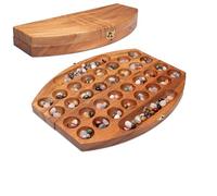 LOGOPLAY Bao - Jeu taille L pour 2 joueurs avec fermoir en métal doré - ovale - Hus - Kalaha - avec 75 pierres précieuses