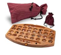 LOGOPLAY Bao - Jeu taille L pour 2 joueurs avec sac en tissu - ovale - Hus - Kalaha - avec 75 pierres précieuses