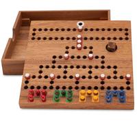 LOGOPLAY Blocage de voyage dans une boîte en bois - 18 cm x 18 cm - Jeu de dés - Jeu de stratégie - Jeu de société - Jeu de société - Jeu de société - Jeu de société en bois dans une boîte en bois