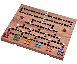 LOGOPLAY Blocus pour 2 à 6 Joueurs - Jeu de dés - Jeu de stratégie - Jeu de société - Jeu de société en Bois avec Plateau de Jeu Pliable