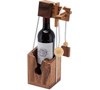 LOGOPLAY Coffre-Fort pour Bouteilles - Puzzle à Cordes - Jeu de réflexion - Jeu d'énigmes - Jeu de Patience - Jeu de logique en Bois précieux