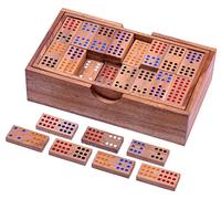 LOGOPLAY Domino Double 12 - Jeu de société - Jeu de société en bois avec 91 pions