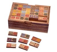 LOGOPLAY Domino Double 15 - Jeu de société en bois avec 136 pions