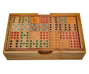 LOGOPLAY Domino Double 9 - Jeu de société - Jeu de société en bois avec 56 pions