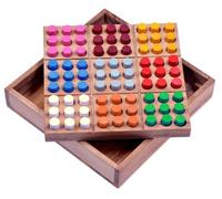 LOGOPLAY Farb Sudoku - Jeu à emboîter - Jeu de réflexion - Jeu de Patience - Jeu de logique - Jeu de Plateau en Bois avec connecteurs colorés