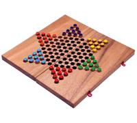 LOGOPLAY Halma GR. L - Stern Halma - Chinese Checkers - Jeu de stratégie - Jeu de société en Bois avec Plateau de Jeu Pliable