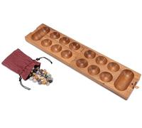 LOGOPLAY Kalaha GR. L - Hus - Bao - Jeu de Haricots - Jeu de Pierres précieuses - de Galets en Bois de Samena