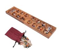 LOGOPLAY Kalaha - Jeu avec Fermeture magnétique pour 2 Joueurs - Terrain de Jeu 14 x 49 cm - Hus - Bao - avec Pierres précieuses