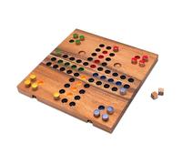 LOGOPLAY Ludo GR. L - Jeu de dés - Jeu de société - Jeu Familial en Bois avec Plateau de Jeu Pliant