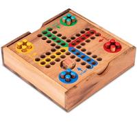 LOGOPLAY Ludo Taille S pour 2 à 4 joueurs - Terrain de jeu 14 x 14 cm - Jeu de dés en bois