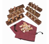 LOGOPLAY Rummy - Okey - Jeu de société - Jeu de Placement avec 162 pièces de Jeu et 6 Supports dans Un Sac en Tissu