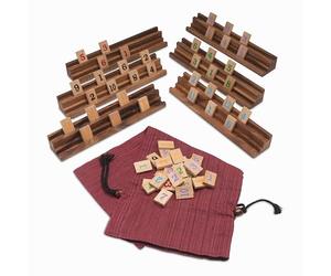 LOGOPLAY Rummy - Okey - Jeu de société - Jeu de Placement avec 162 pièces de Jeu et 6 Supports dans Un Sac en Tissu