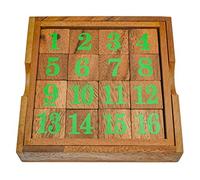 LOGOPLAY Slide 15 - Jeu de Glissière - Jeu de Calcul - Jeu de Réflexion - Jeu de Centition - Jeu de logique en Bois avec Chiffres Verts