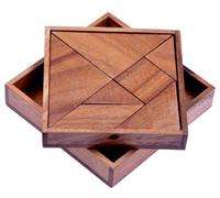 LOGOPLAY Tangram 'Carré' - Jeu de cartes - Jeu de réflexion - Jeu de patience - Jeu de logique en bois