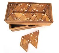 LOGOPLAY Tridomino - Domino Triangle - Jeu de Pose - Jeu de société en Bois avec Chiffres Blancs