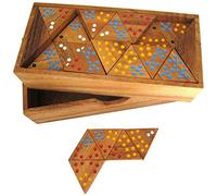 LOGOPLAY Tridomino - Triomino - Domino Triangle - Jeu de Pose - Jeu de société en Bois à Pois colorés
