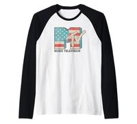 Logos du Drapeau américain MTV Manche Raglan