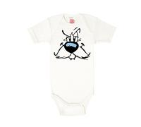 Logoshirt® Astérix Le Gaulois I Idefix I Visage I Body pour bébé I Manches Courtes I Blanc I Design Original sous Licence I Taille 7-12 Mois
