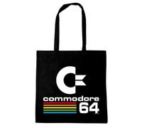 Logoshirt® Commodore 64 I Logo I Sac en coton I imprimé I avec longues poignées I noir I Design sous licence
