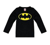 Logoshirt® DC I Batman I Logo I T-Shirt imprimé I Enfant I Fille & Garçon I Coton I Manches Longues I Noir I Design Original sous Licence I Taille 5-6 Ans