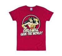 Logoshirt® DC I Wonder Woman I Girls Will I T-Shirt imprimé I Femme & Homme I Manches Courtes I Rouge I Design Original sous Licence I Taille S