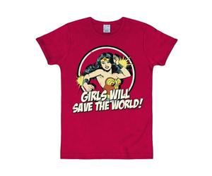 Logoshirt® DC I Wonder Woman I Girls Will I T-Shirt imprimé I Femme & Homme I Manches Courtes I Rouge I Design Original sous Licence I Taille M