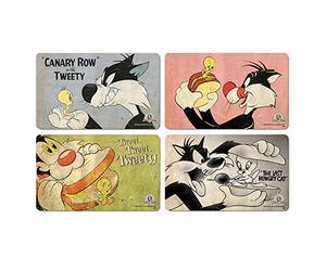 Logoshirt Ensemble de Planches à Petit-déjeuner Titi et Grosminet - Ensemble de 4 Planches à découper Tweety & Sylvester - Design Original sous Licence