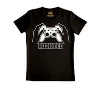 Logoshirt® Gamer I Controller I Addicted I T-Shirt imprimé I Femme & Homme I Manches Courtes I Noir I Design Original sous Licence I Taille XL