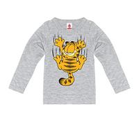 Logoshirt® Garfield I Chat Garfield I T-Shirt imprimé I Enfant I Fille & Garçon I Coton I Manches Longues I Gris I Design Original sous Licence I Taille 7-8 Ans