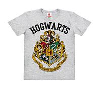 Logoshirt Harry Potter - Blason - Poudlard Logo - T-Shirt 1% Coton Organique pour Enfants - Gris chiné - Design Original sous Licence, Taille 14, 9-1 Ans