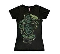 Logoshirt Harry Potter - Blason - Serpentard Logo - Serpent T-Shirt pour Femme - Noir - Design Original sous Licence, Taille L