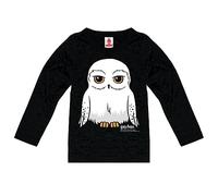 Logoshirt® Harry Potter I Hibou I Hedwige I T-Shirt imprimé I Enfant I Fille & Garçon I Manches Longues I Noir I Design Original sous Licence I Taille +14 Ans