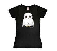 Logoshirt® Harry Potter I Hibou I Hedwige I T-Shirt imprimé I Femme I Manches Courtes I Noir I Design Original sous Licence I Taille S