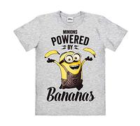 Logoshirt® Les Minions I Bob I Powered by Bananas I T-Shirt imprimé I Femme & Homme I Manches Courtes I Gris I Design Original sous Licence I Taille L
