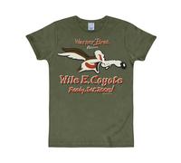 Logoshirt® Looney Tunes I Wile E. Coyote I Ready, Set, Zoom! I T-Shirt imprimé I Femme & Homme I Manches Courtes I Vert I Design Original sous Licence I Taille L