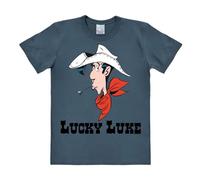 Logoshirt® Lucky Luke I Portrait I T-Shirt imprimé I Femme & Homme I Manches Courtes I Bleu I Design Original sous Licence I Taille S