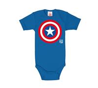 Logoshirt Marvel Comics - Captain America Logo Body pour bébé - Gigoteuse - Bleu - Design Original sous Licence, Taille 62/68, 3-6 Mois